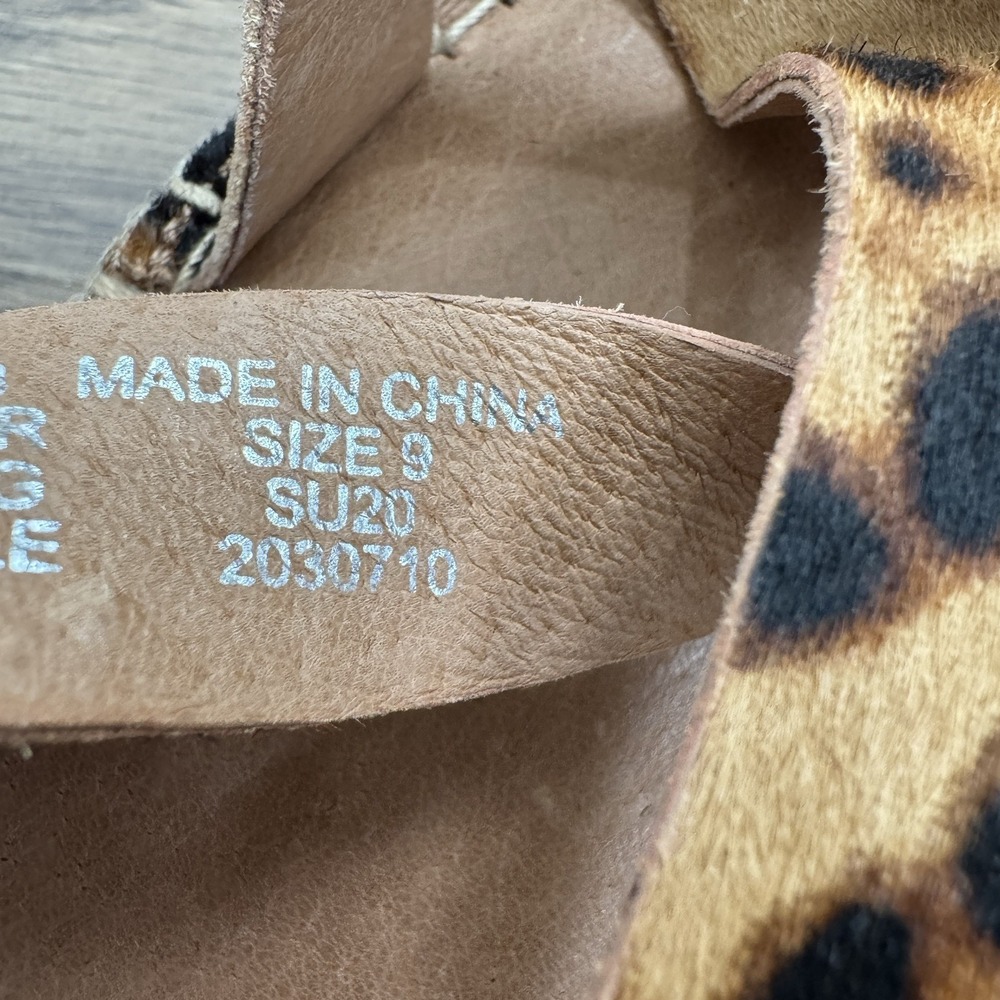 Madewell Sandals Womens 9 Brown Leather Espadrille Leopard Print Ankle Strap - Picture 9 of 13